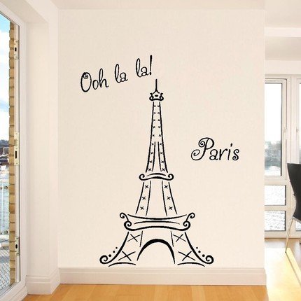 Eiffel Tower Ooh La La Paris 6ft tall Wall Sayings Decal Vinyl Wall Art Words Vinyl Lettering