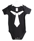 from jonny cotton Fake tie smart wedding funny babygrow baby suit gift 6/12 Months black vest white print