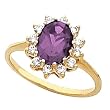 14K Yellow Gold Amethyst and Diamond Ring