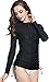 ilishop Women's UV Sun Protection Long Sleeve Rash Guard Wetsuit Swimsuit Top Black S-US4