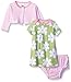 Gerber Baby Three-Piece Cardigan, Dress and Diaper Cover Set, Flowers, 18 Months
