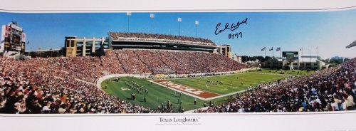 Earl Campbell Autographed Texas Longhorns 13.5x39 inch Stadium Panoramic Print