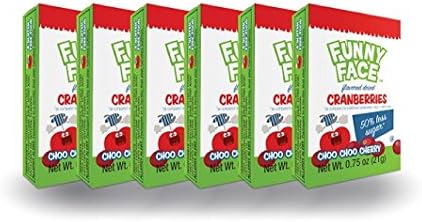 Funny Face Reduced Sugar Flavored Dried Cranberries, 6 Count (Pack of 12)