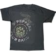 The Beatles Sgt Pepper Lonely Hearts charcoal T-Shirt offset logo