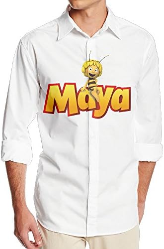 Memoy Cute Bee Men's Long Sleeve Casual Oxford Dress Shirt XL White