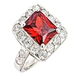 Celebrity Silver Red Ruby Birthstone Cocktail Ring