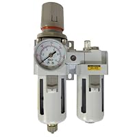 PneumaticPlus SAU4010M-N04BG Two Piece Filter Regulator Lubricator Combination 1/2' NPT - Manual Drain, Poly Bowl