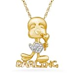 Platinum Plated Gold Plated Sterling Silver Round Diamond Tweety Charm Pendant (0.05 cttw)