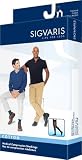 Sigvaris Men's Cotton Thigh High with Grip Top 20-30mmHg Closed Toe Long Length, Medium Long, Black