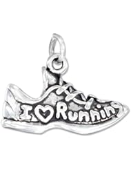 Sterling Silver "I Love Running" Running Shoe Charm