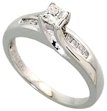 14k White Gold 3/16 (5mm) wide SolitaireRing, w/ 0.50 Carat Invisible-set Diamonds
