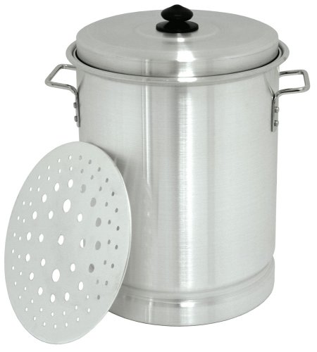 "Bayou Classic 8532, 32-Qt. Tamale Pot with Lid and Steaming Rack, aluminum"