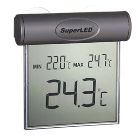 SuperLED 2-Way Reversible Indoor/Outdoor Window Thermometer