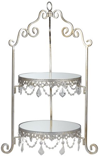 Antique Silver Mirror 2-Tier Cake Stand