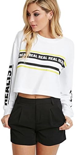 Women's Baseball Style Sexy Casual Crewneck Short Sweatshirt