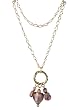Necklace - N248 - Long Firepolished Beads & Pearl Cluster ~ Lt. Amethyst (Lt. Purple)