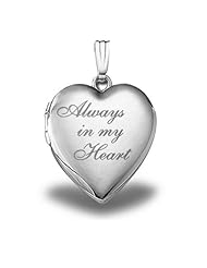 Sterling Silver " Always In My Heart " Heart Locket 3/4 inch x 3/4 inch