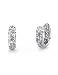 14k White Gold 0.68 Ctw Diamond Pave Huggie Earrings