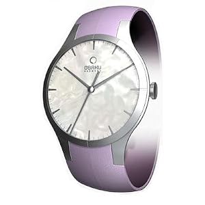 Obaku Harmony Womens Titan Glass Watch - Purple Band / Pearl Face - V100LCWRQS-011