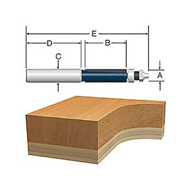 BOSCH 85601M 1/2-Inch Diameter 1-1/2-Inch Cut Carbide Tipped Double Flute Templet Trimming Router Bit 1/2-Inch Shank