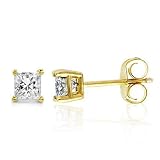 0.16ct TDW Diamond Stud Earrings in 10K Yellow Gold (Princess-cut, I-J, I2-I3)