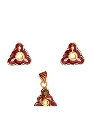 22kt Gold Diamond Pave Enamel Earring & Pendant Fashion Jewelry