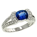 Oval Sapphire (1.12ct) and Pave Diamond (.31ct) Ring
