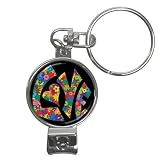 Key Chain Nail Clippers of Love with Flowers in 60s Colors