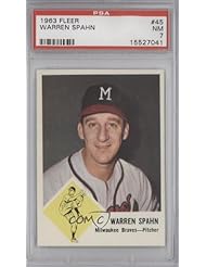 Collectibles: Warren Spahn PSA GRADED 7 Milwaukee Braves (Baseball Card) 1963 Fleer #45 - Fleer