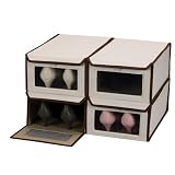 Household Essentials Vision Large Natural Canvas Shoe Box, Brown Trim