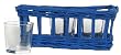 Hand Woven Marine Blue Painted Willow Basket with 3 Glass Votives 8"L x 3 3/4"W x 3 1/4"H Set / 2