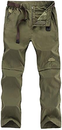 Men's Convertible Pants Quick-Dry Hiking Pants Army Green Asia 3XL/US M