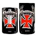 Black with Chrome Red Cross Eagle Wings Choppers Design Snap-On Cover Hard Case Cell Phone Protector for Motorola W385
