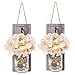 Besuerte Rustic Wooden Wall Hanging Decor with LED String Lights for Modern Living Room and Bedroom, Inspirational Country Style Vintage Wall Decoration Art, 6 Hour Timer Set of 2 Grey