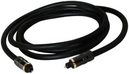 High Performance Braided Toslink Optical Digital Audio Cable with Metal Grips (3ft, Black)