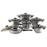 Gourmet Chef 12 Piece Cookware Set with Bakelite Handles and Knobs