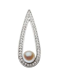 Platinum White Akoya Cultured Pearl and Diamond Pendant -- LIFETIME WARRANTY