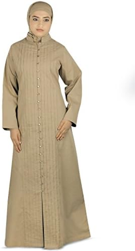 MyBatua Women's Islamic Clothing Front Open Abaya Shillan Jilbab in Beige (X-Large)