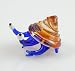 Hermit Crab Glass Miniature figurine 1 inch blue with red swirl