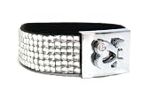 Just Give Me Jewels Glam Band Bracelet with Heart Crystal Clasp in Clear