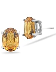 2.23 Cts of 8x6 mm AA Oval Citrine Stud Earrings in 14K White Gold