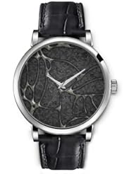 SPRAWL Aanalog Fashion Series Silver Ladies Watches of Genuine Black Leather Strap,Unique Wrist Watch for Women Girls Designed with Grey stones