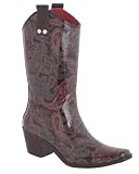 Capelli New York Shiny Imperial Paisley Ladies Rubber Cowboy Rain Boot