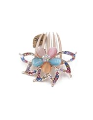 Beauty: Totoroforet Oriental Cherry/ Sakura Cats-Eys Stone/ Opal Stone Rhinestones Side Clamp/ Clip------Colorful Rainbow - Totoroforet