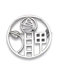 Heather Needham, Silver Rennie Mackintosh Style Round Brooch 29mm 6Gms Lovely Quality