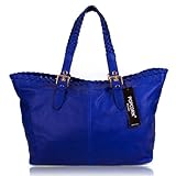 IMAGE OF POPCORN MILANO Italian Royal Blue Leather Designer Tote Bag Handbag