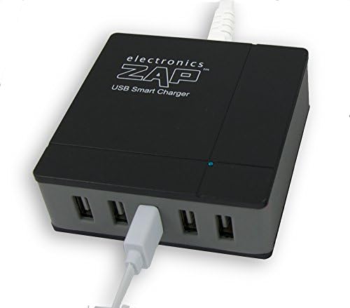 Zap 40W Multiple USB Wall Battery Charger, Perfect Power Dock for Google Tablets, iPhone, iPad, HTC, Nexus, &amp; Samsung Galaxy Technology, Rapid, High Speed Desktop Charging Accessory for Most Smartphones &amp; Electronic Devices - Features "Smart Chip" Over-Charge &amp; Surge Protection (Black)