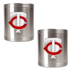 Minnesota Twins MLB 2pc Stainless Steel Can Holder Set- Primary Logo by Great American Products