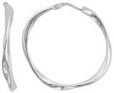 1 3/8 ( 35 mm ) Sterling Silver Italian Twisted Hoop Earrings, Silver Dollar Size