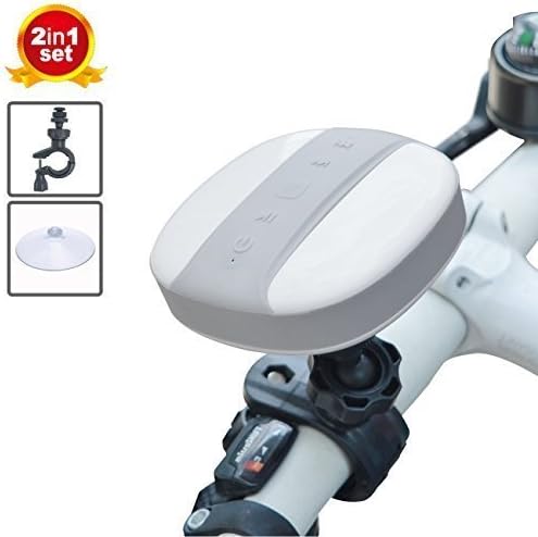 Miomix MX-10 HD Water &amp; Shock Resistant Bluetooth 3.0 Wireless Bike Speaker, Handsfree Portable Speakerphone with Charging Port, 3W Output, Built-in Mic, 6hrs of Playtime, Bike Mount，control Buttons and Dedicated Suction Cup for Showers, Bathroom, Pool, Boat, Car, Beach, &amp; Outdoor Use-white